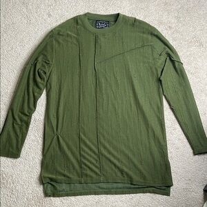 Green Long Sleeve Tee with Relaxed Fit